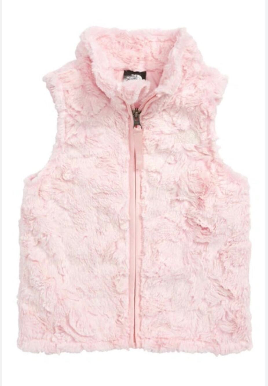 The North Face Girls 5T Cozy Swirl Vest Fuzzy Fleece Light Pink Full Zip Soft